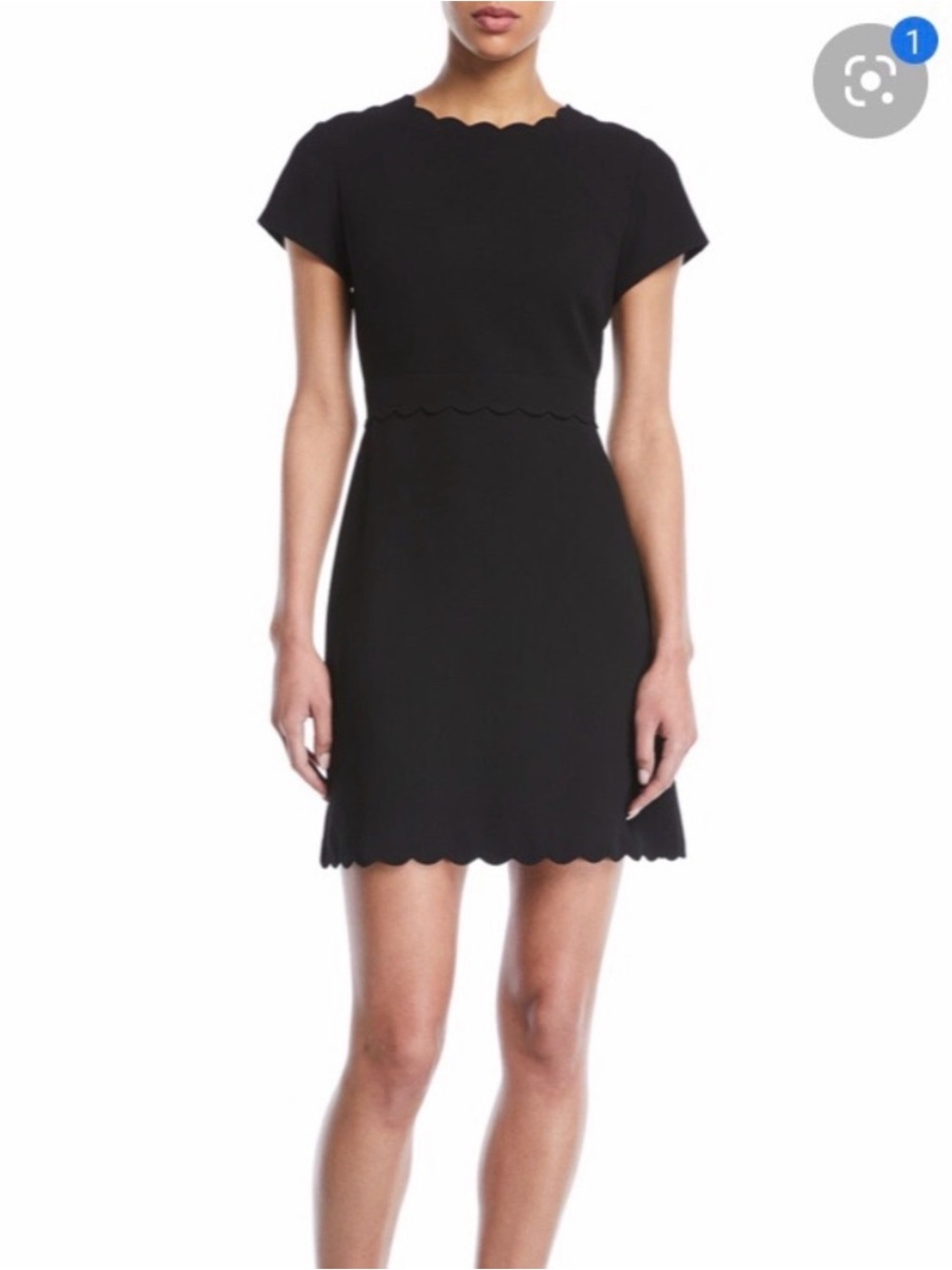Club Monaco Santina Scallop Edge Black Dress Size 10